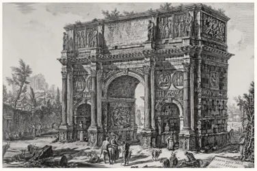 Näkymä Konstantinuksen kaarelle, Rooman näkymät -sarjasta, n. 1760
